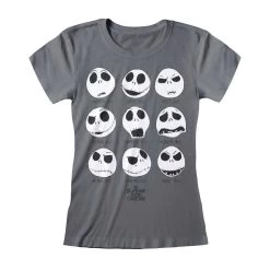Ladies Nightmare Before Christmas T-Shirt - Many Faces Of Jack