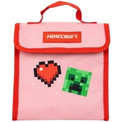 Minecraft Backpack Set - Pink And Green -Children Products Shop NDMIN82683 Minecraft Pink and Green Backpack Set lunchbag