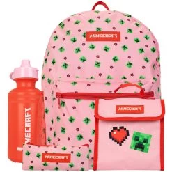 Minecraft Backpack Set - Pink And Green