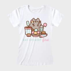 Ladies Pusheen Eat Dessert First T-Shirt
