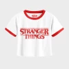 Ladies Stranger Things Logo Cropped T-Shirt -Children Products Shop STR02777CTW
