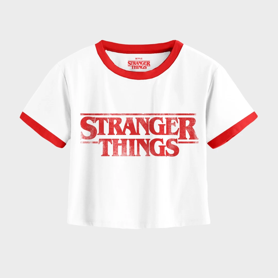 Ladies Stranger Things Logo Cropped T-Shirt 3 Ladies Stranger Things Logo Cropped T-Shirt