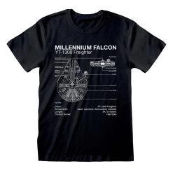 Mens Star Wars Sketch T-Shirt - Millennium Falcon