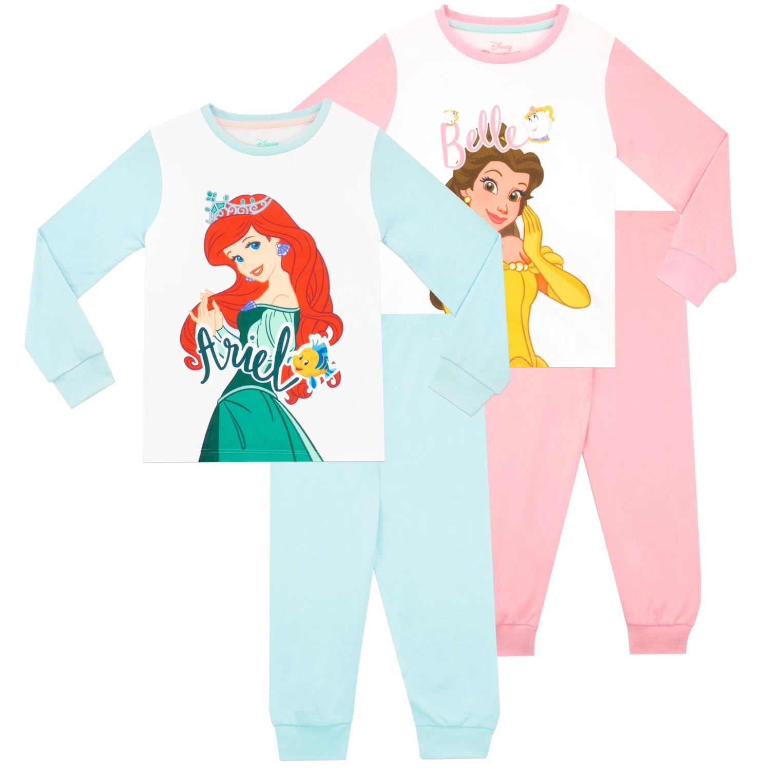 Disney Princess Pyjamas 2 Pack - Ariel And Belle 3 Disney Princess Pyjamas 2 Pack - Ariel And Belle