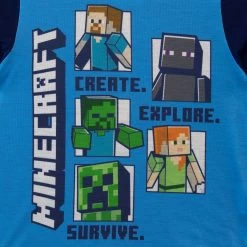 Minecraft Boys Pyjama Set - Creeper 9 Minecraft Boys Pyjama Set - Creeper -Children Products Shop mcpj3595V2 Minecraft Pyjamas top close up