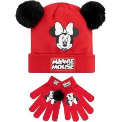 Kids Minnie Mouse Winter Hat And Gloves Set