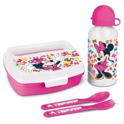 Disney Minnie Mouse Lunch Box With Water Bottle And Cutlery Set