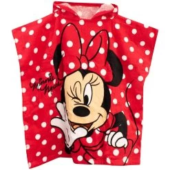 Disney Minnie Mouse Towel Poncho -Children Products Shop mmpn43190001 Minnie Mouse Poncho Front Hood Down V2 aa2da501 b7f4 442d 98fe 5b4f624d347d