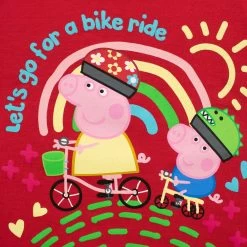 Kids Peppa Pig Short Pyjamas -Children Products Shop pppj3365 Peppa Pig Girls Short Pyjamas Top Close Up