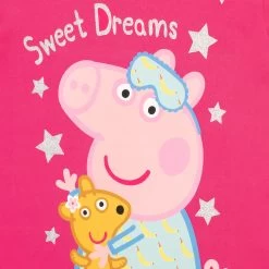Peppa Pig Pyjamas - Peppa & Teddy -Children Products Shop pppj4669 Peppa Pig Teddy Pyjamas V3 Top Close Up