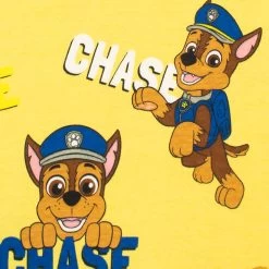 Paw Patrol T-Shirt 2 Pack -Children Products Shop ppts1334 Boys Paw Patrol T Shirts 2 pack yellow top close up