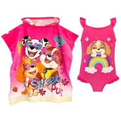 Paw Patrol Swimsuit And Towel Poncho Set