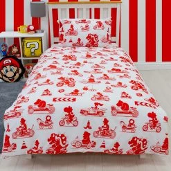 Super Mario Kids Mario Kart Single Duvet Set 8 Super Mario Kids Mario Kart Single Duvet Set -Children Products Shop smbd95330001 Super Mario Single Bedding Set reverse