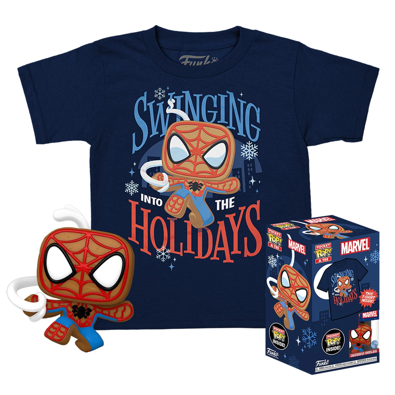 Funko Marvel Spiderman Christmas Pocket Pop And T-Shirt 3 Funko Marvel Spiderman Christmas Pocket Pop And T-Shirt